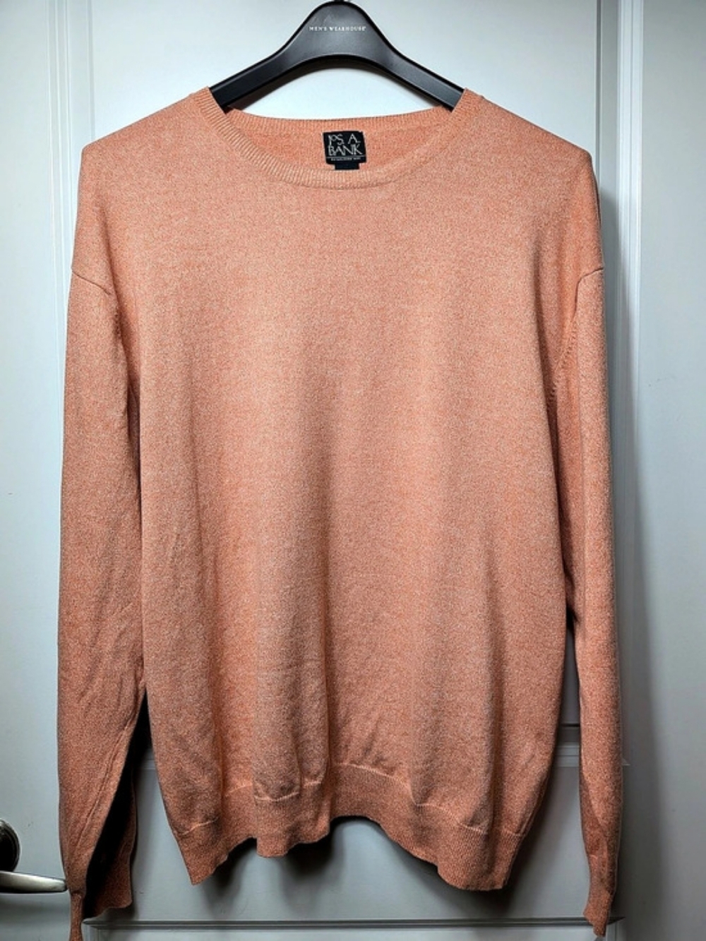 Jos A Bank Men's Heather Coral Orange Crewneck Pullover Sweater Cotton Knit, XXL